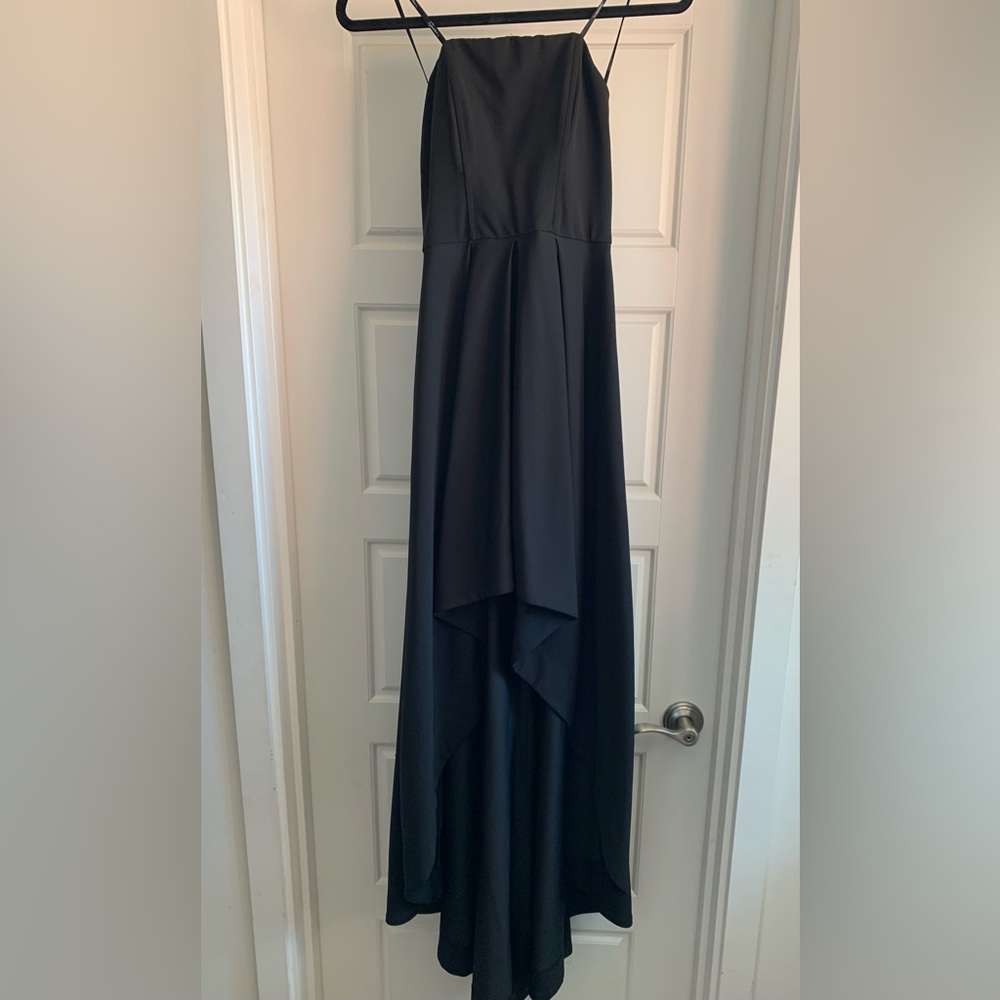 Strapless High to Low Black Dress
